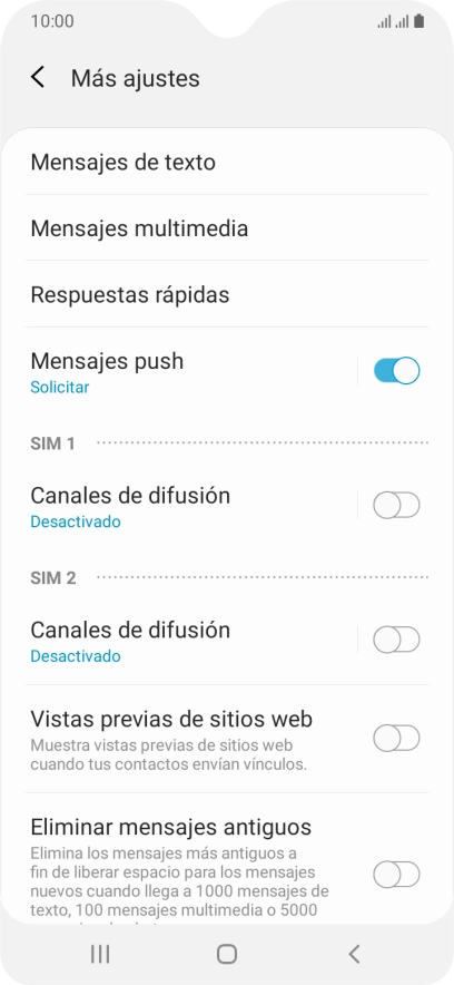 Pulsa Mensajes de texto. Pulsa Mensajes de texto.