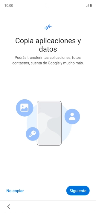 Puedes transferir el contenido de otro teléfono cuando activas tu teléfono por primera vez y cuando lo has restablecido. Cuando aparezca en la pantalla del teléfono esta imagen, ya está listo para la transmisión del contenido del otro teléfono. Puedes transferir el contenido de otro teléfono cuando activas tu teléfono por primera vez y cuando lo has restablecido. Cuando aparezca en la pantalla del teléfono esta imagen, ya está listo para la transmisión del contenido del otro teléfono.