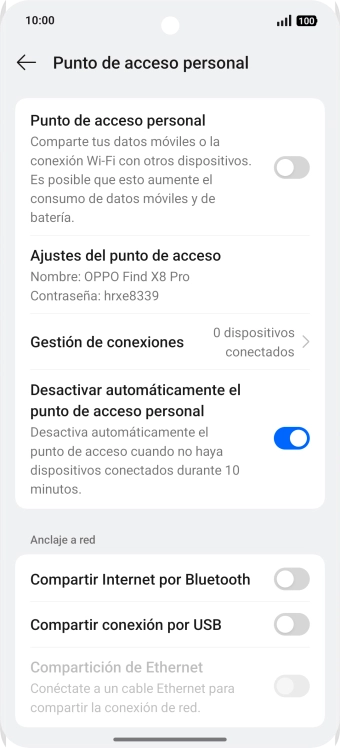 Pulsa Ajustes del punto de acceso. Pulsa Ajustes del punto de acceso.