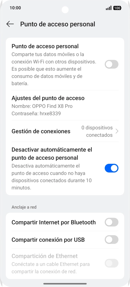 Pulsa Ajustes del punto de acceso. Pulsa Ajustes del punto de acceso.