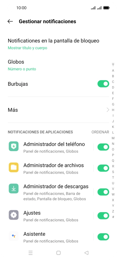 Pulsa el indicador junto a las apps deseadas para activar o desactivar la función. Pulsa el indicador junto a las apps deseadas para activar o desactivar la función.