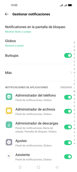 Pulsa el indicador junto a las apps deseadas para activar o desactivar la función. Pulsa el indicador junto a las apps deseadas para activar o desactivar la función.