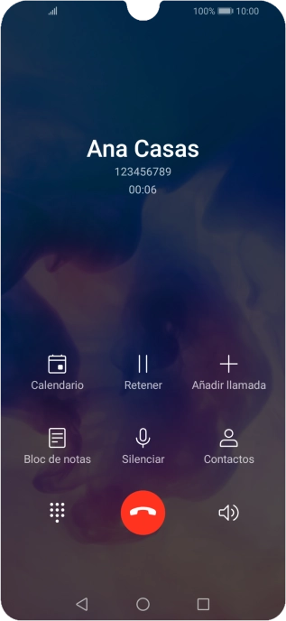 Pulsa el icono de finalizar llamada. Pulsa el icono de finalizar llamada.