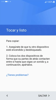 Sigue las indicaciones de la pantalla para conectar ambos teléfonos por NFC. Sigue las indicaciones de la pantalla del otro teléfono para confirmar la conexión con tu teléfono. Sigue las indicaciones de la pantalla para conectar ambos teléfonos por NFC. Sigue las indicaciones de la pantalla del otro teléfono para confirmar la conexión con tu teléfono.