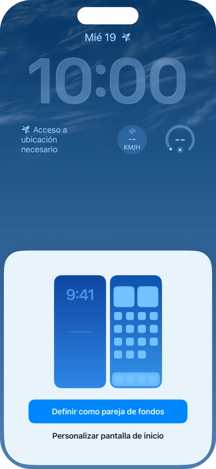 Si deseas utilizar el mismo tema de color en la pantalla de inicio, pulsa Definir como pareja de fondos. Si deseas utilizar el mismo tema de color en la pantalla de inicio, pulsa Definir como pareja de fondos.