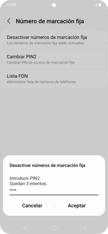 Introduce el código PIN2 y pulsa Aceptar.