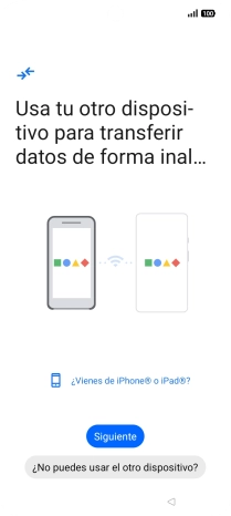 Sigue las indicaciones de la pantalla para transferir contenido desde otro teléfono. Sigue las indicaciones de la pantalla para transferir contenido desde otro teléfono.