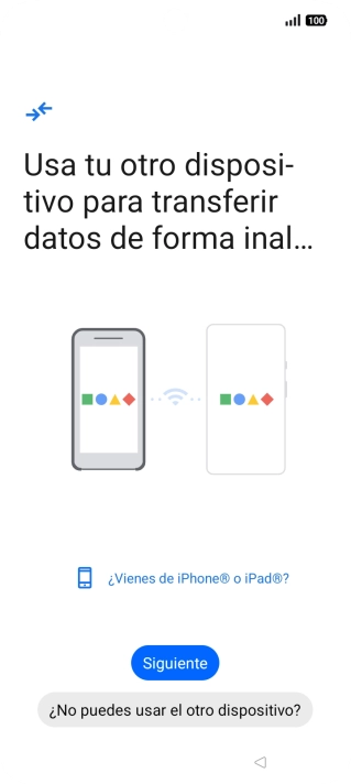 Sigue las indicaciones de la pantalla para transferir contenido desde otro teléfono. Sigue las indicaciones de la pantalla para transferir contenido desde otro teléfono.