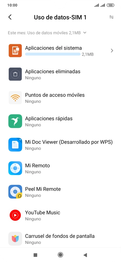 El consumo total de datos se visualiza ahora en la pantalla. El consumo total de datos se visualiza ahora en la pantalla.