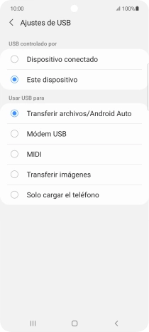 Pulsa Transferir archivos/Android Auto. Pulsa Transferir archivos/Android Auto.