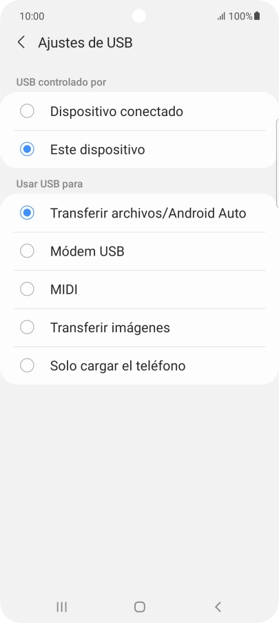 Pulsa Transferir archivos/Android Auto. Pulsa Transferir archivos/Android Auto.