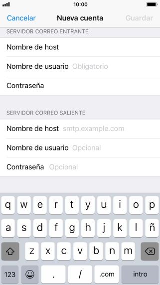 Pulsa Nombre de usuario e introduce el nombre de usuario de tu cuenta de correo electrónico. Pulsa Nombre de usuario e introduce el nombre de usuario de tu cuenta de correo electrónico.
