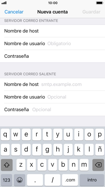Pulsa Nombre de usuario e introduce el nombre de usuario de tu cuenta de correo electrónico. Pulsa Nombre de usuario e introduce el nombre de usuario de tu cuenta de correo electrónico.