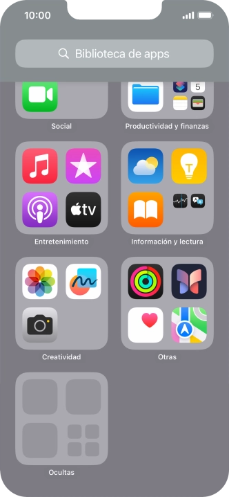 La app está ahora en la carpeta Ocultas en la biblioteca de apps. La app está ahora en la carpeta Ocultas en la biblioteca de apps.
