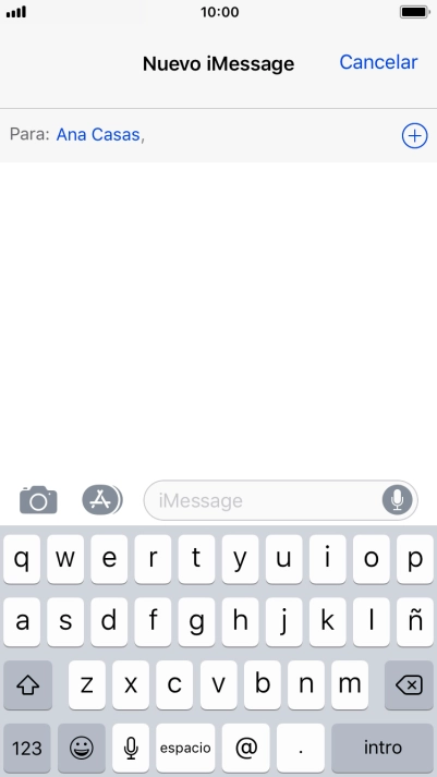 Si el destinatario puede recibir iMessages, aparecerá el texto iMessage en el campo de escritura. Si el destinatario puede recibir iMessages, aparecerá el texto iMessage en el campo de escritura.