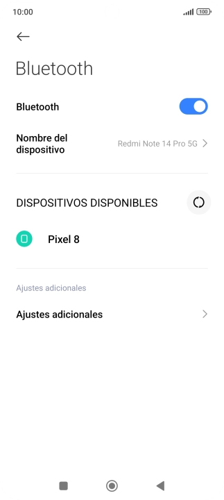 Pulsa el dispositivo Bluetooth deseado y sigue las indicaciones de la pantalla para vincular el dispositivo al teléfono. Pulsa el dispositivo Bluetooth deseado y sigue las indicaciones de la pantalla para vincular el dispositivo al teléfono.