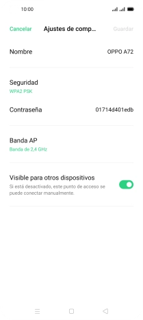 Pulsa Nombre e introduce el nombre deseado de la conexión wifi. Pulsa Nombre e introduce el nombre deseado de la conexión wifi.