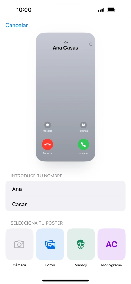 Pulsa una categoría y sigue las indicaciones de la pantalla para seleccionar y configurar la imagen o fotografía deseada para tu póster de contacto. Pulsa una categoría y sigue las indicaciones de la pantalla para seleccionar y configurar la imagen o fotografía deseada para tu póster de contacto.