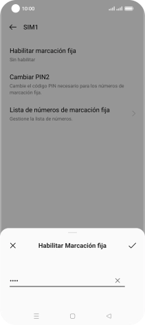 Introduce el código PIN2 y pulsa el icono de aceptar. Introduce el código PIN2 y pulsa el icono de aceptar.