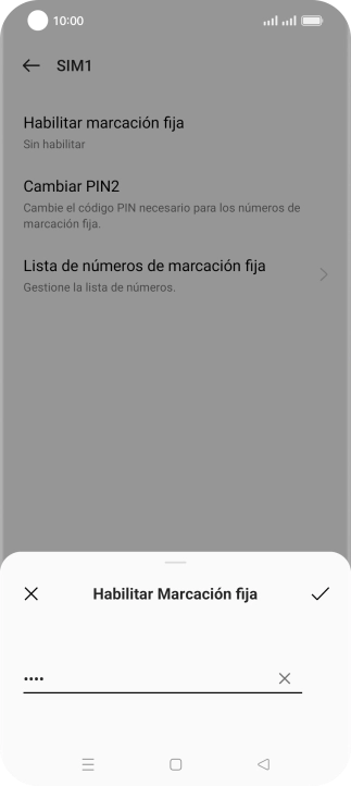 Introduce el código PIN2 y pulsa el icono de aceptar. Introduce el código PIN2 y pulsa el icono de aceptar.