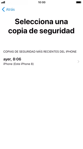 Pulsa la copia de seguridad deseada y espera mientras el teléfono restaura el contenido anterior de la copia de seguridad seleccionada. Sigue a continuación las indicaciones de la pantalla para configurar el teléfono y dejarlo listo para su utilización.
