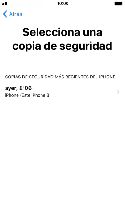Pulsa la copia de seguridad deseada y espera mientras el teléfono restaura el contenido anterior de la copia de seguridad seleccionada. Sigue a continuación las indicaciones de la pantalla para configurar el teléfono y dejarlo listo para su utilización.