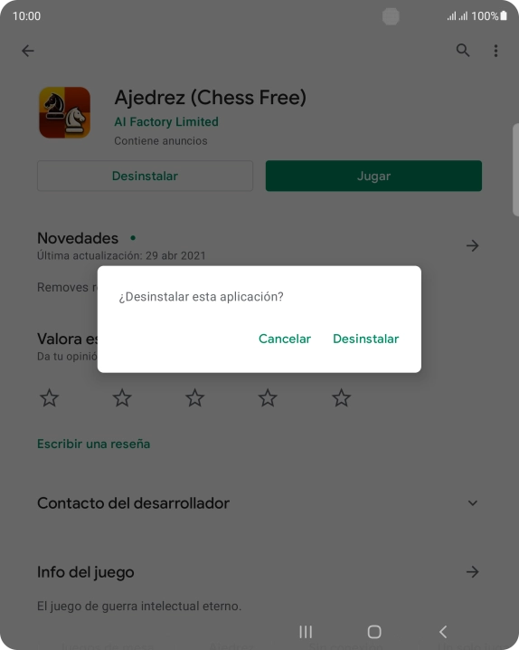 Pulsa Desinstalar.