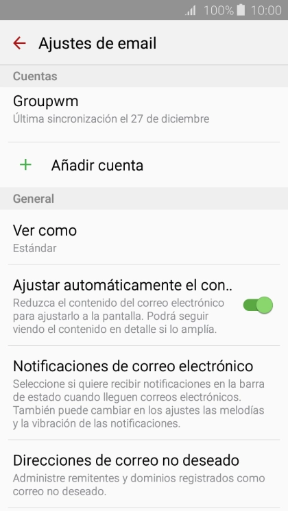 Pulsa la cuenta de correo electrónico deseada. Pulsa la cuenta de correo electrónico deseada.