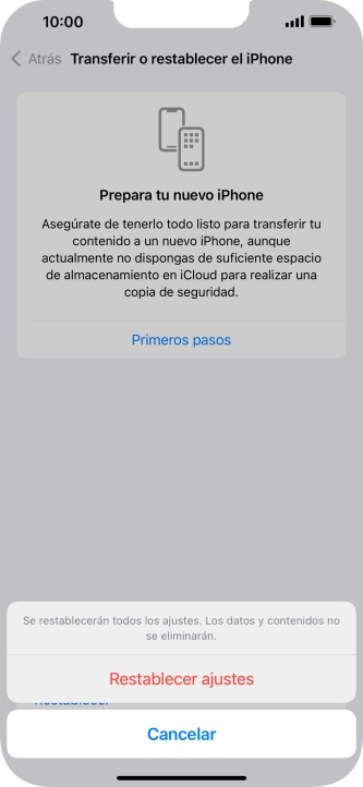 Pulsa Restablecer ajustes. Pulsa Restablecer ajustes.