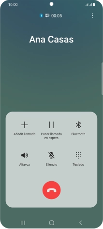 Pulsa el icono de finalizar llamada. Pulsa el icono de finalizar llamada.