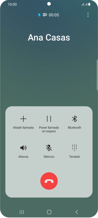 Pulsa el icono de finalizar llamada. Pulsa el icono de finalizar llamada.