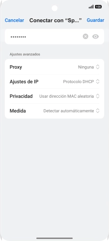 Introduce la contraseña de la red wifi y pulsa Guardar. Introduce la contraseña de la red wifi y pulsa Guardar.