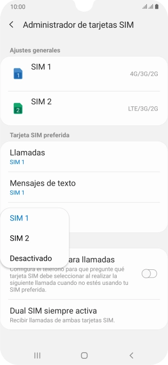 Pulsa el ajuste deseado. Pulsa el ajuste deseado.