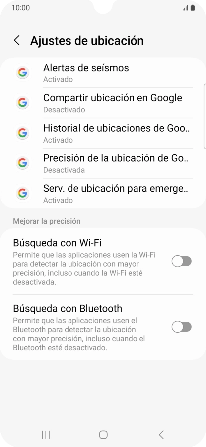 Pulsa Precisión de la ubicación de Go...