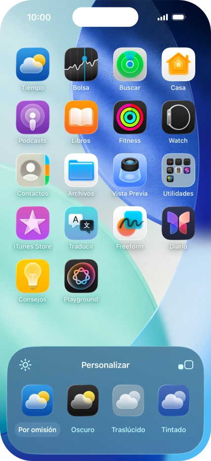 Pulsa el ajuste deseado para seleccionar el tamaño de los iconos de las apps en la pantalla de inicio. Pulsa el ajuste deseado para seleccionar el tamaño de los iconos de las apps en la pantalla de inicio.