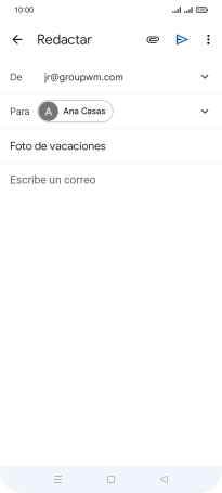 Pulsa en el campo de escritura y escribe el texto del correo electrónico. Pulsa en el campo de escritura y escribe el texto del correo electrónico.