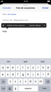 Pulsa Añadir archivo adjunto y sigue las indicaciones de la pantalla para adjuntar un documento.