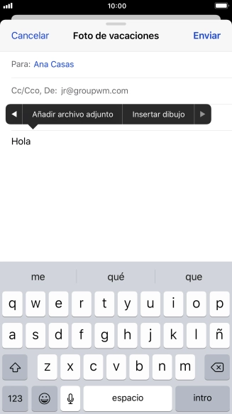 Pulsa Añadir archivo adjunto y sigue las indicaciones de la pantalla para adjuntar un documento.