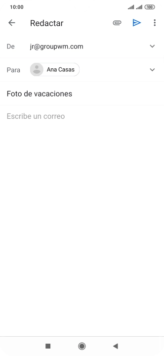 Pulsa en el campo de escritura y escribe el texto del correo electrónico. Pulsa en el campo de escritura y escribe el texto del correo electrónico.