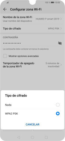 Pulsa WPA2 PSK para proteger la conexión wifi con una contraseña. Pulsa WPA2 PSK para proteger la conexión wifi con una contraseña.