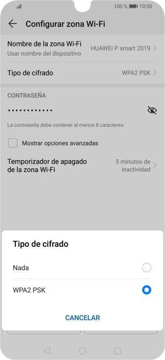 Pulsa WPA2 PSK para proteger la conexión wifi con una contraseña. Pulsa WPA2 PSK para proteger la conexión wifi con una contraseña.