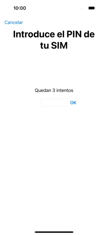 Si es necesario desbloquear la tarjeta SIM, introduce el código PIN y pulsa OK. Si es necesario desbloquear la tarjeta SIM, introduce el código PIN y pulsa OK.