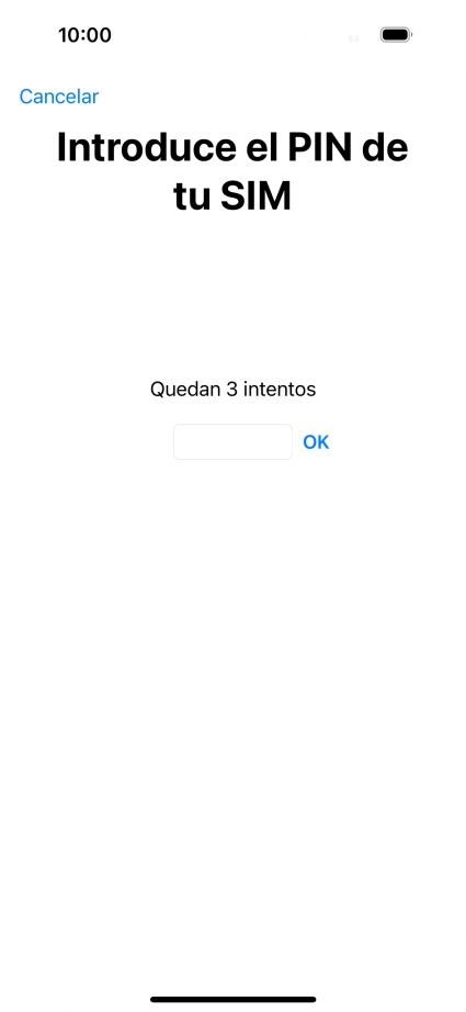 Si es necesario desbloquear la tarjeta SIM, introduce el código PIN y pulsa OK. Si es necesario desbloquear la tarjeta SIM, introduce el código PIN y pulsa OK.