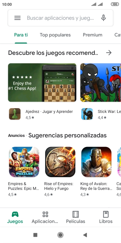 Pulsa en el campo de búsqueda.