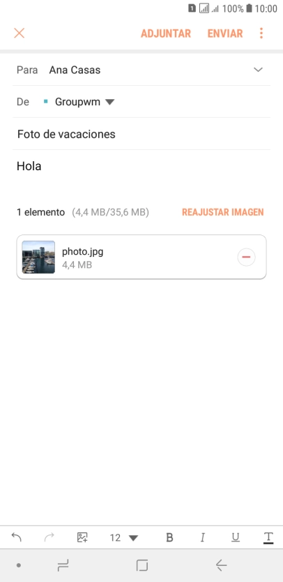 Pulsa ENVIAR cuando hayas terminado de escribir el correo electrónico.