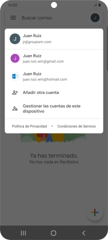 Pulsa la cuenta de correo electrónico deseada. Pulsa la cuenta de correo electrónico deseada.