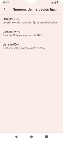 Pulsa Habilitar FDN para activar la marcación fija. Pulsa Habilitar FDN para activar la marcación fija.