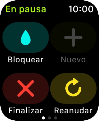 Pulsa Finalizar para detener el ejercicio de entrenamiento. Pulsa Finalizar para detener el ejercicio de entrenamiento.