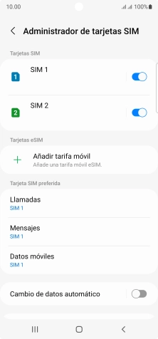 Pulsa la tarjeta SIM deseada. Pulsa la tarjeta SIM deseada.