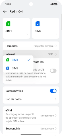 Pulsa la SIM de la línea móvil deseada. Pulsa la SIM de la línea móvil deseada.